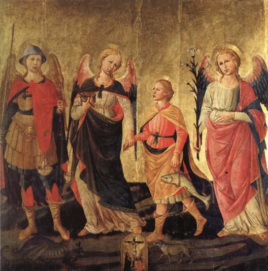 DOMENICO DI MICHELINO Tobias and the Three Archangels oil painting image